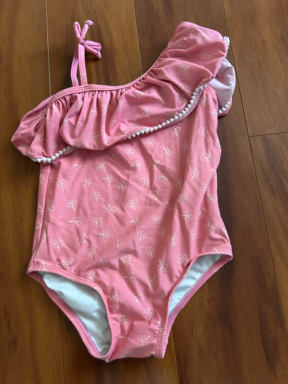 Jessica Simpson Pink Ruffle One-Piece Girls Swimsuit